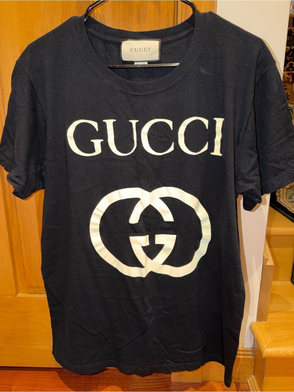 Gucci Black T-Shirt with White Logo